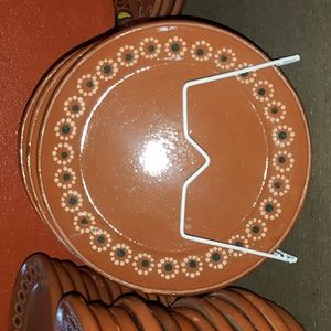 4 Platos de barro con flores / flowered Clay plates